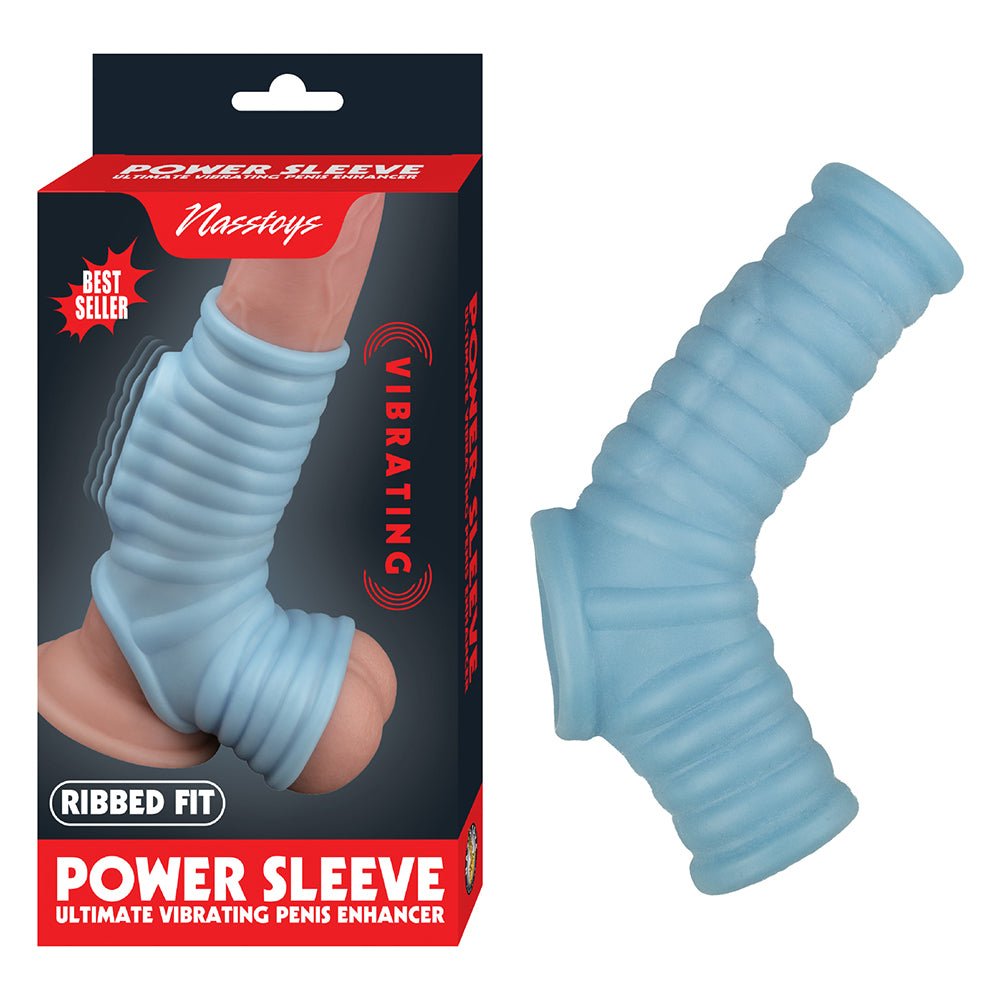 nasstoys-power-sleeve-ribbed-fit-vibrating-penis-enhancer-blue Nasstoys Power Sleeve Ribbed Fit Vibrating Penis Enhancer Blue - Image 1