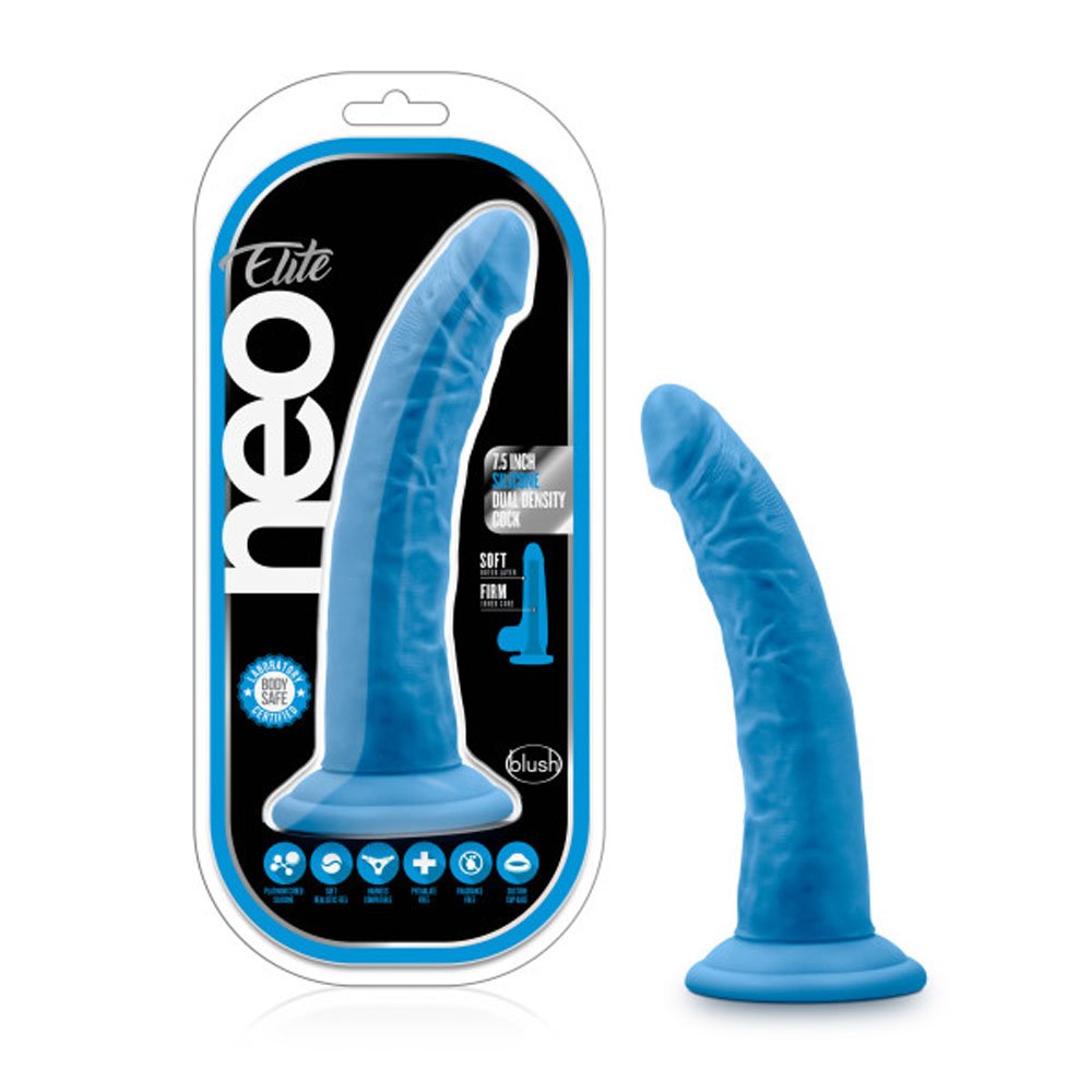 neo-elite-75-inch-silicone-dual-density-cock-neon-blue Neo Elite - 7.5 Inch Silicone Dual Density Cock - Neon Blue - Image 1