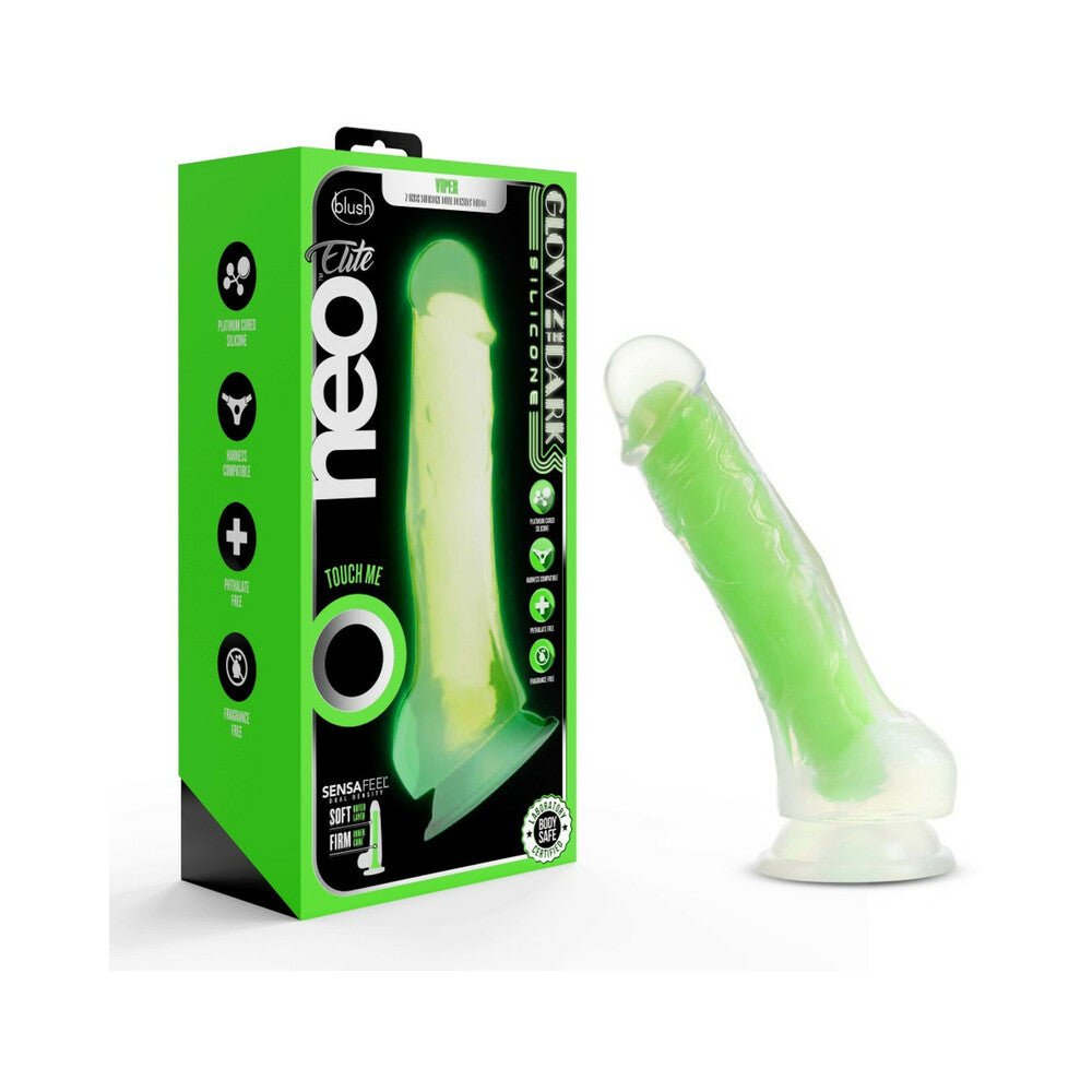 neo-elite-glow-in-the-dark-viper-7-in-dual-density-dildo-neon-green Neo Elite Glow in the Dark Viper 7 in. Dual-Density Dildo Neon Green - Image 1