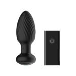 Nexus Tornado Rechargeable Remote-Controlled Rotating & Vibrating Textured Silicone Anal Plug Black - Image 2