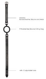 Silicone Ring Gag With Adjustable Bonded Leather  Staps - Black - Image 2