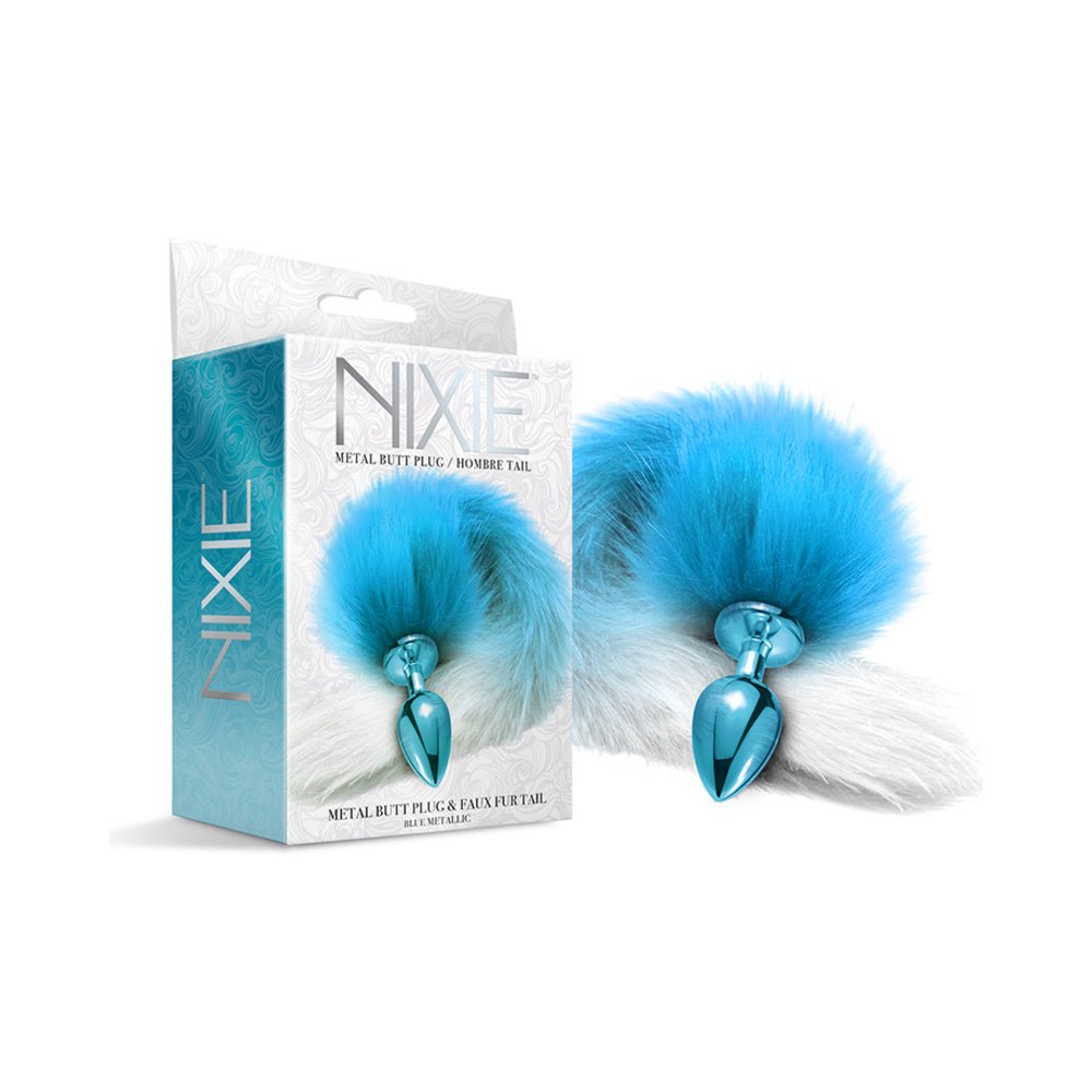 nixie-metal-butt-plug-with-ombre-tail-blue-metallic Nixie Metal Butt Plug With Ombre Tail Blue Metallic - Image 1
