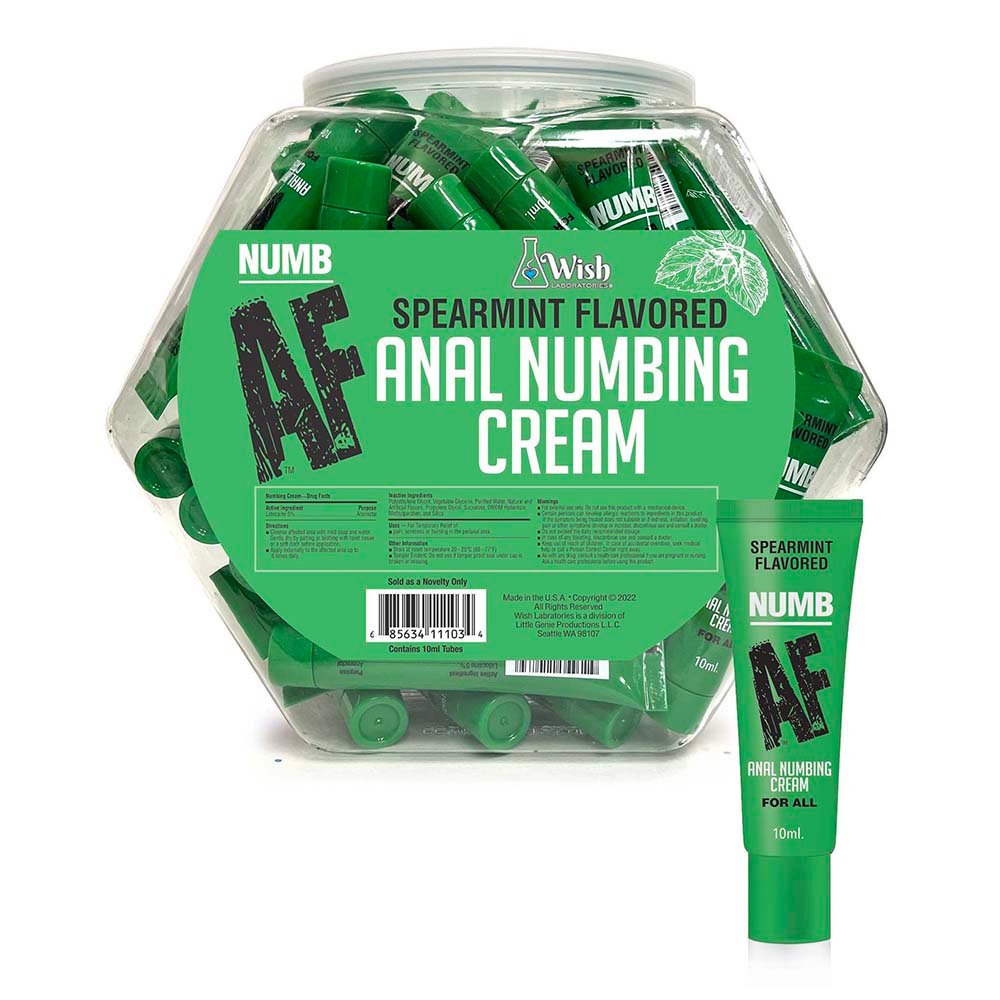 numb-af-spearmint-flavored-anal-numbing-cream-65-piece-fishbowl-display Numb AF Spearmint Flavored Anal Numbing Cream 65-Piece Fishbowl Display - Image 1
