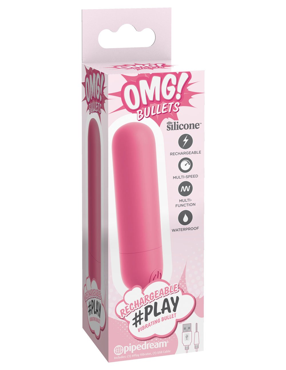 omg-bullets-play-rechargeable-vibrating-bullet-pink Omg! Bullets Play Rechargeable Vibrating Bullet - Pink - Image 1