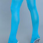 Opaque Nylon Thigh Highs - Turquoise - One Size