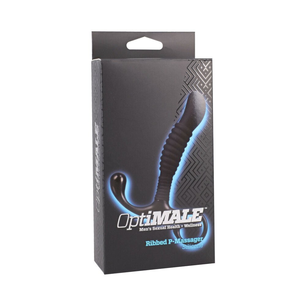 optimale-ribbed-silicone-p-massager-black OptiMALE Ribbed Silicone P-Massager Black - Image 1
