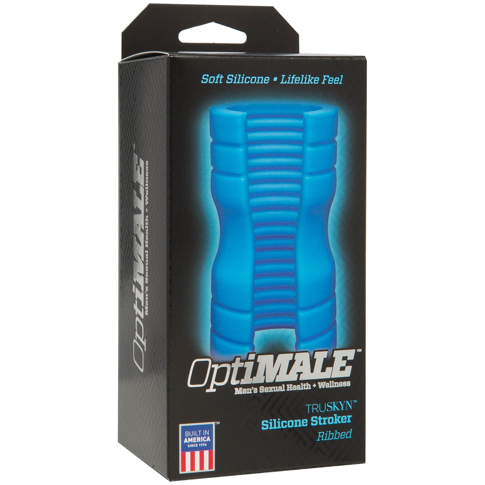 optimale-truskyn-silicone-stroker-ribbed-blue Optimale - Truskyn Silicone Stroker - Ribbed - Blue - Image 1