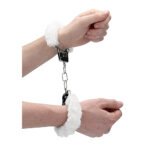 Ouch! Beginner's Furry Handcuffs with Quick-Release – White - Image 7