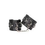 Ouch! Black & White Adjustable Bonded Leather Wrist or Ankle Cuffs Black - Image 4