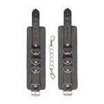 Ouch! Black & White Adjustable Bonded Leather Wrist or Ankle Cuffs Black - Image 5
