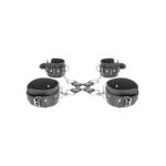 Ouch! Black & White Bonded Leather Hogtie With Hand & Ankle Cuffs Black - Image 5