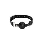 Ouch! Black & White Breathable Ball Gag With Bonded Leather Straps Black - Image 2