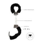 Ouch! Black & White Pleasure Furry Handcuffs with Quick-Release Button - Image 7