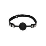 Ouch! Black & White Silicone Ball Gag With Adjustable Bonded Leather Straps Black - Image 4