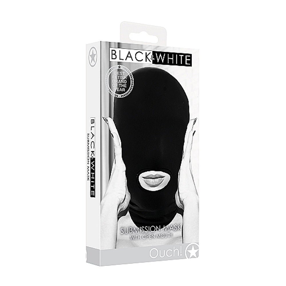 ouch-black-white-submission-mask-with-open-mouth-black Ouch! Black & White Submission Mask With Open Mouth Black - Image 1