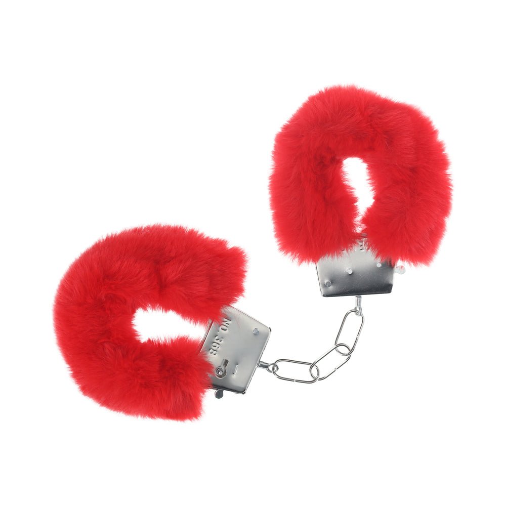 ouch-classic-fluffy-handcuffs-red Ouch! Classic Fluffy Handcuffs Red - Image 1