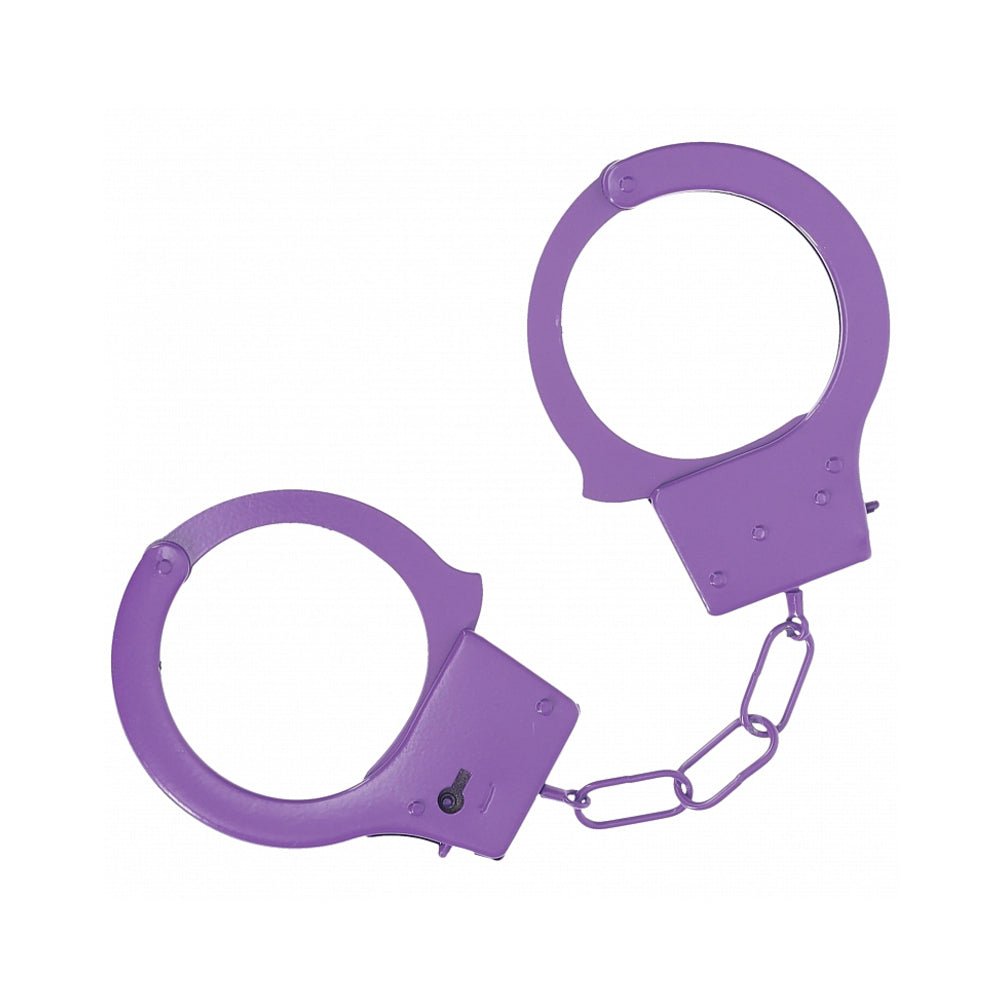 ouch-classic-metal-handcuffs-purple Ouch! Classic Metal Handcuffs Purple - Image 1