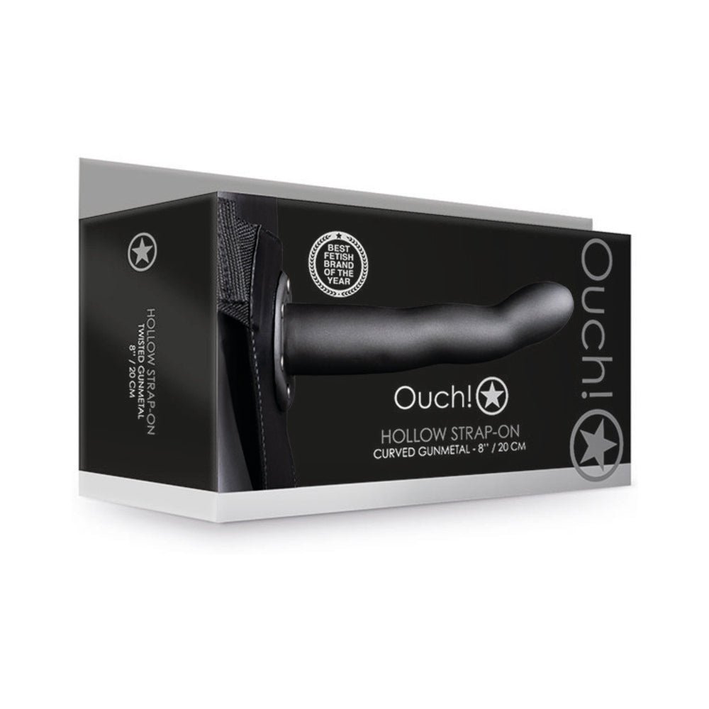 ouch-curved-8-in-hollow-strap-on-gunmetal Ouch! Curved 8 in. Hollow Strap-On Gunmetal - Image 1