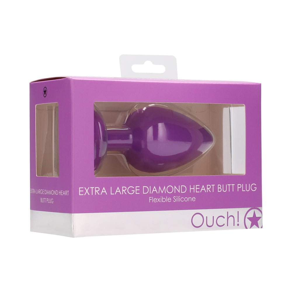 ouch-flexible-silicone-diamond-heart-butt-plug-purple-extra-large Ouch! Flexible Silicone Diamond Heart Butt Plug Purple Extra Large - Image 1