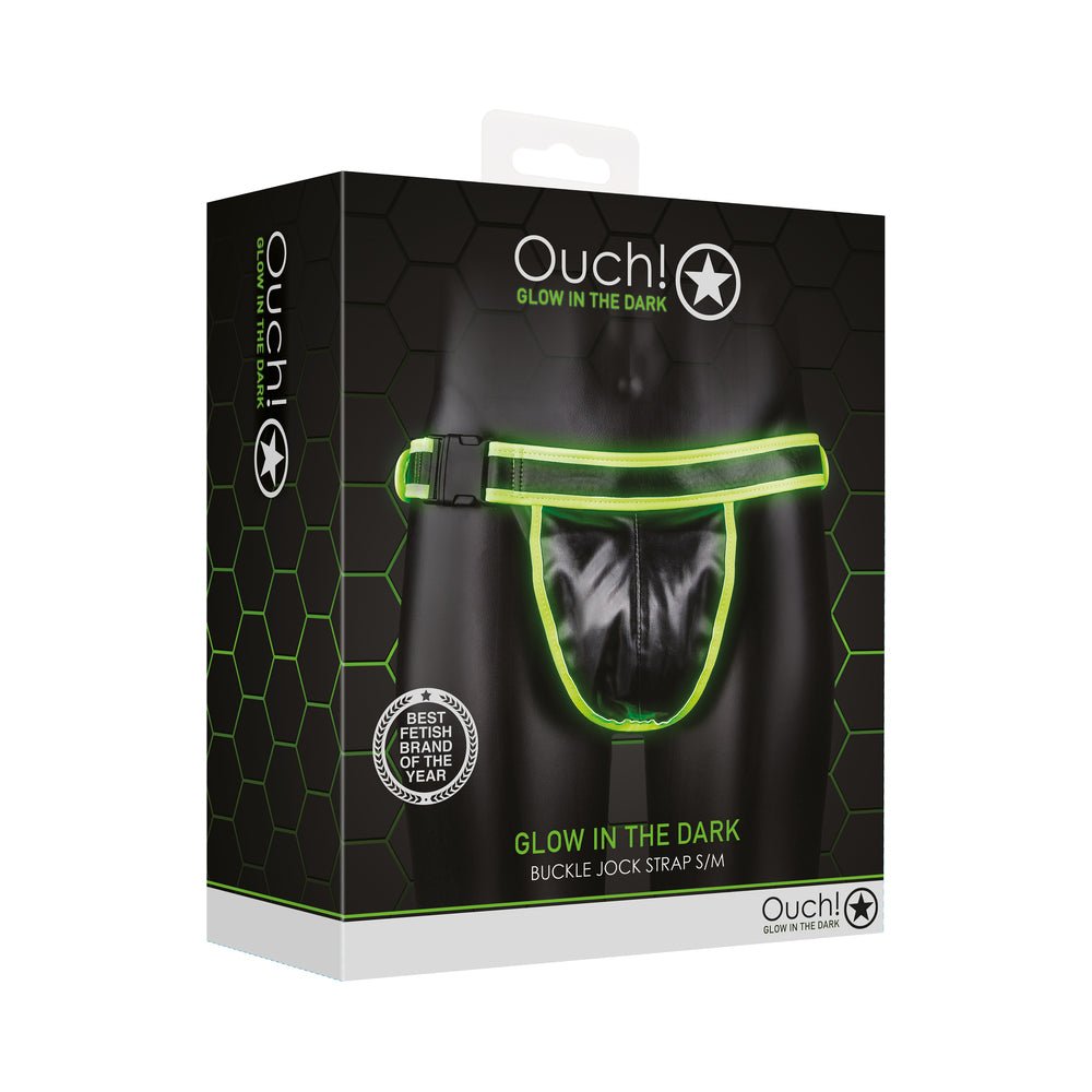 ouch-glow-in-the-dark-buckle-jock-strap-neon-green-sm Ouch! Glow in the Dark Buckle Jock Strap Neon Green S/M - Image 1