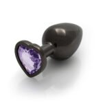 Ouch! Heart Gem Butt Plug Large Gunmetal/Amethyst - Image 4