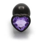 Ouch! Heart Gem Butt Plug Large Gunmetal/Amethyst - Image 5