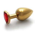 Ouch! Heart Gem Butt Plug Medium Aluminum Gold/Ruby Red - Image 3