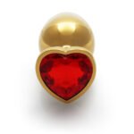 Ouch! Heart Gem Butt Plug Medium Aluminum Gold/Ruby Red - Image 6