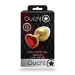 Ouch! Heart Gem Butt Plug Medium Aluminum Gold/Ruby Red - Image 8