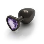 Ouch! Heart Gem Butt Plug Medium Gunmetal/Amethyst - Image 4