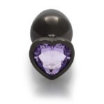 Ouch! Heart Gem Butt Plug Medium Gunmetal/Amethyst - Image 5
