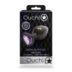 Ouch! Heart Gem Butt Plug Medium Gunmetal/Amethyst - Image 8