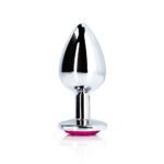 Ouch! Heart Gem Butt Plug Medium Aluminum Silver/Rubellite Pink - Image 2