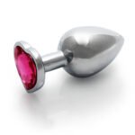 Ouch! Heart Gem Butt Plug Medium Aluminum Silver/Rubellite Pink - Image 3
