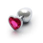 Ouch! Heart Gem Butt Plug Medium Aluminum Silver/Rubellite Pink - Image 4