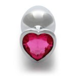 Ouch! Heart Gem Butt Plug Medium Aluminum Silver/Rubellite Pink - Image 5