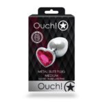 Ouch! Heart Gem Butt Plug Medium Aluminum Silver/Rubellite Pink - Image 8