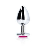 Ouch! Heart Gem Butt Plug Small Aluminum with Acrylic Jewel Base Hot Pink - Image 2