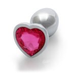 Ouch! Heart Gem Butt Plug Small Aluminum with Acrylic Jewel Base Hot Pink - Image 5