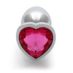 Ouch! Heart Gem Butt Plug Small Aluminum with Acrylic Jewel Base Hot Pink - Image 6