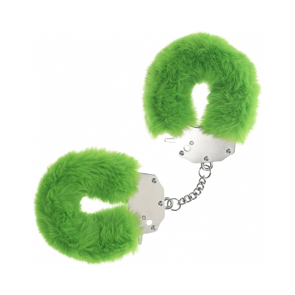 ouch-heavy-duty-fluffy-handcuffs-green Ouch! Heavy-Duty Fluffy Handcuffs Green - Image 1