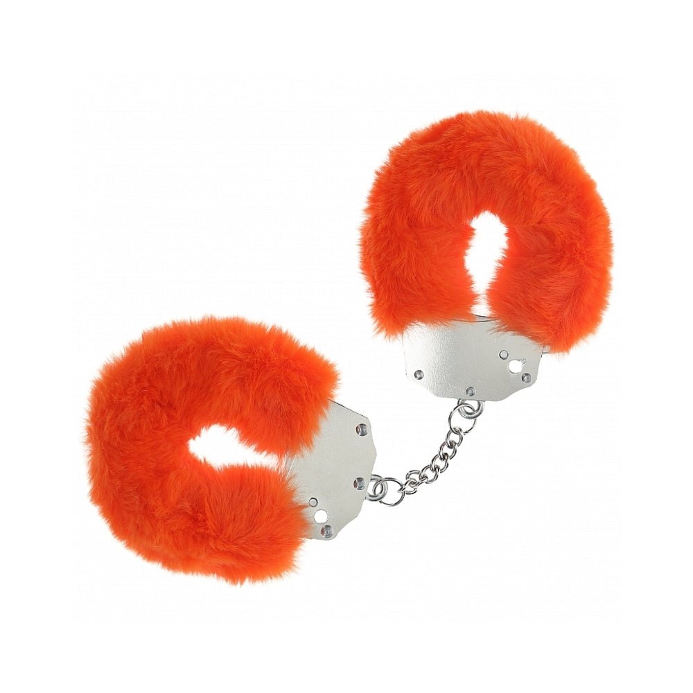 ouch-heavy-duty-fluffy-handcuffs-orange Ouch! Heavy-Duty Fluffy Handcuffs Orange - Image 1