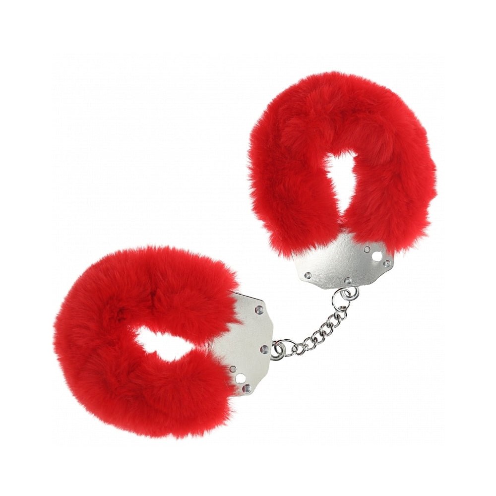 ouch-heavy-duty-fluffy-handcuffs-red Ouch! Heavy-Duty Fluffy Handcuffs Red - Image 1