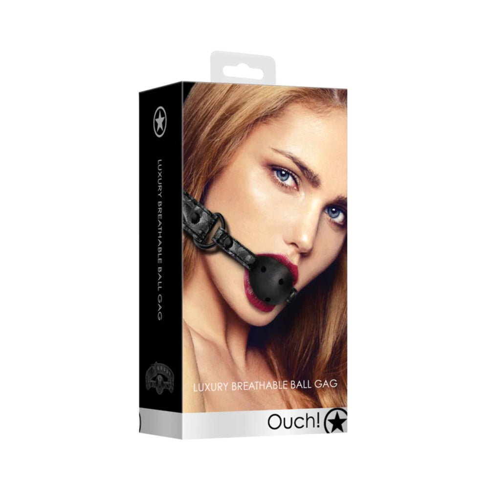 ouch-luxury-adjustable-breathable-ball-gag-black Ouch! Luxury Adjustable Breathable Ball Gag Black - Image 1