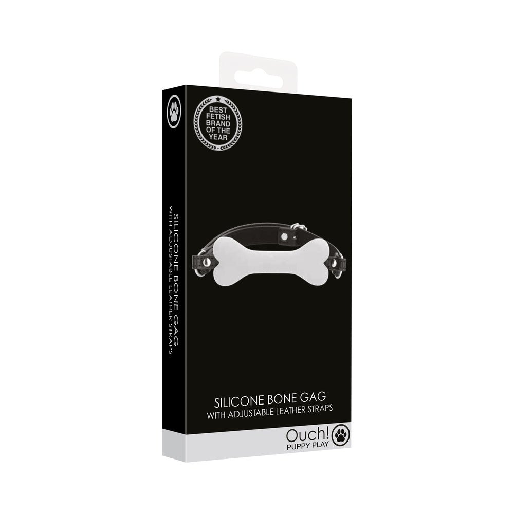 ouch-puppy-play-silicone-bone-gag-white Ouch! Puppy Play Silicone Bone Gag White - Image 1