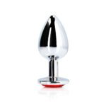 Ouch! Round Gem Butt Plug Small Aluminum Silver/Ruby Red - Image 2