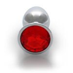 Ouch! Round Gem Butt Plug Small Aluminum Silver/Ruby Red - Image 5