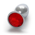 Ouch! Round Gem Butt Plug Small Aluminum Silver/Ruby Red - Image 6
