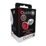 Ouch! Round Gem Butt Plug Small Aluminum Silver/Ruby Red - Image 8