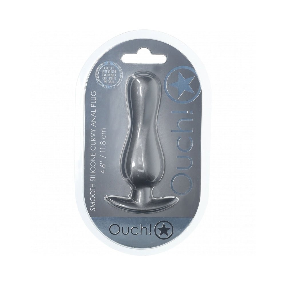ouch-smooth-silicone-curvy-anal-plug-46-in-gun-metal Ouch! Smooth Silicone Curvy Anal Plug 4.6 in. Gun Metal - Image 1